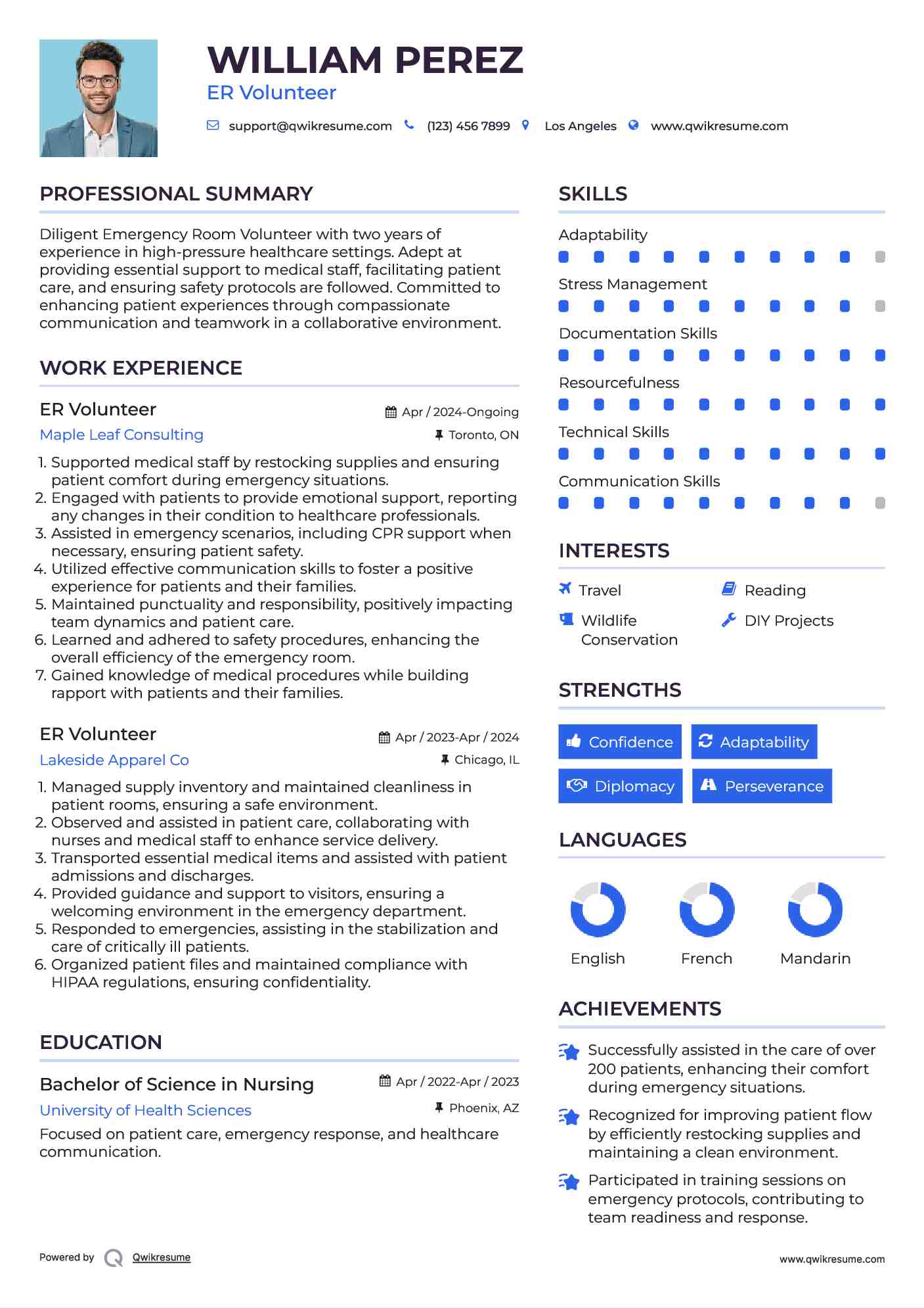 ER Volunteer Resume Template