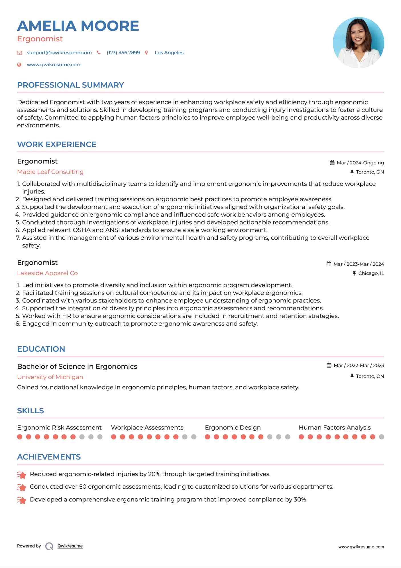 Ergonomist Resume Template