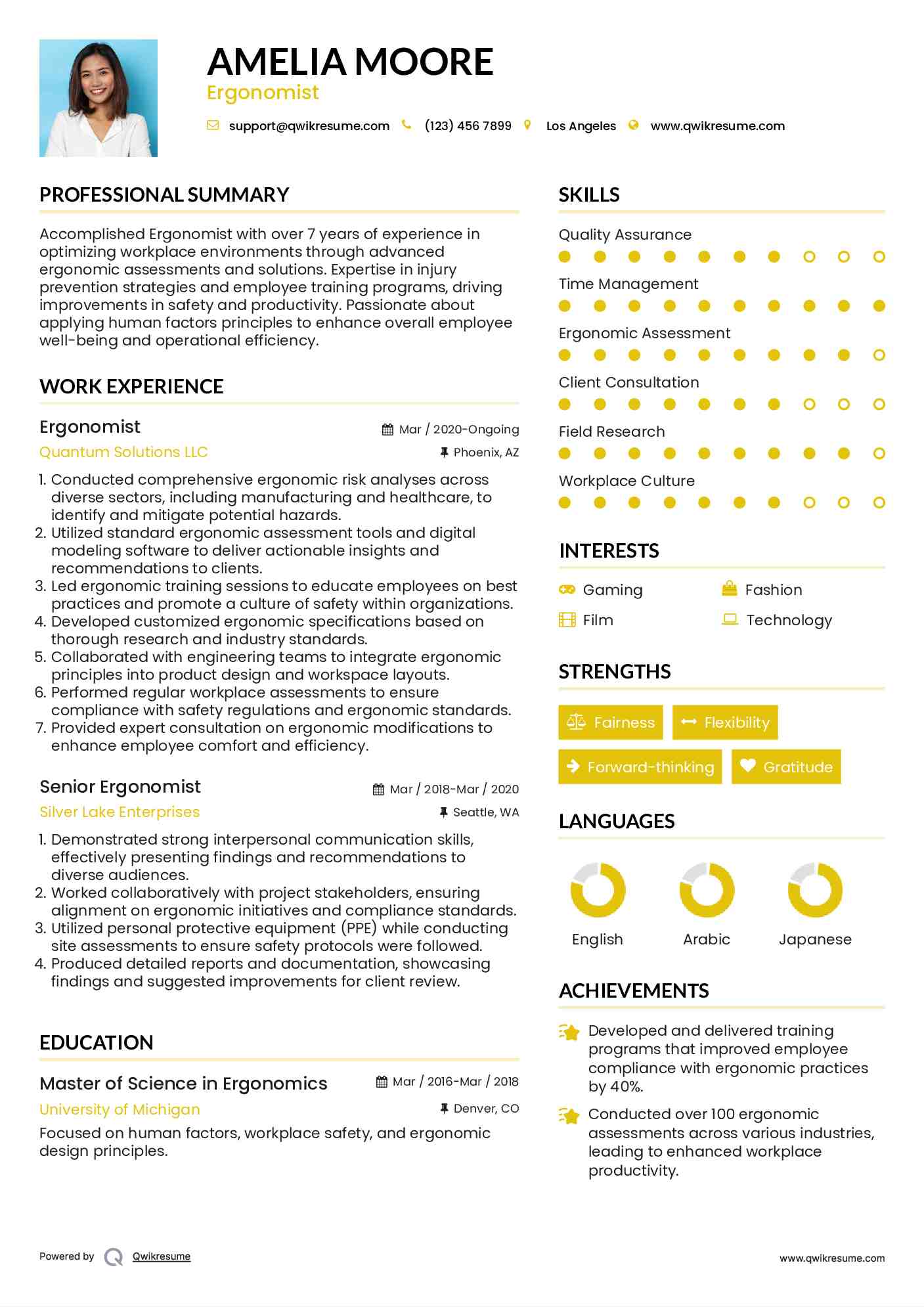 Ergonomist Resume Example