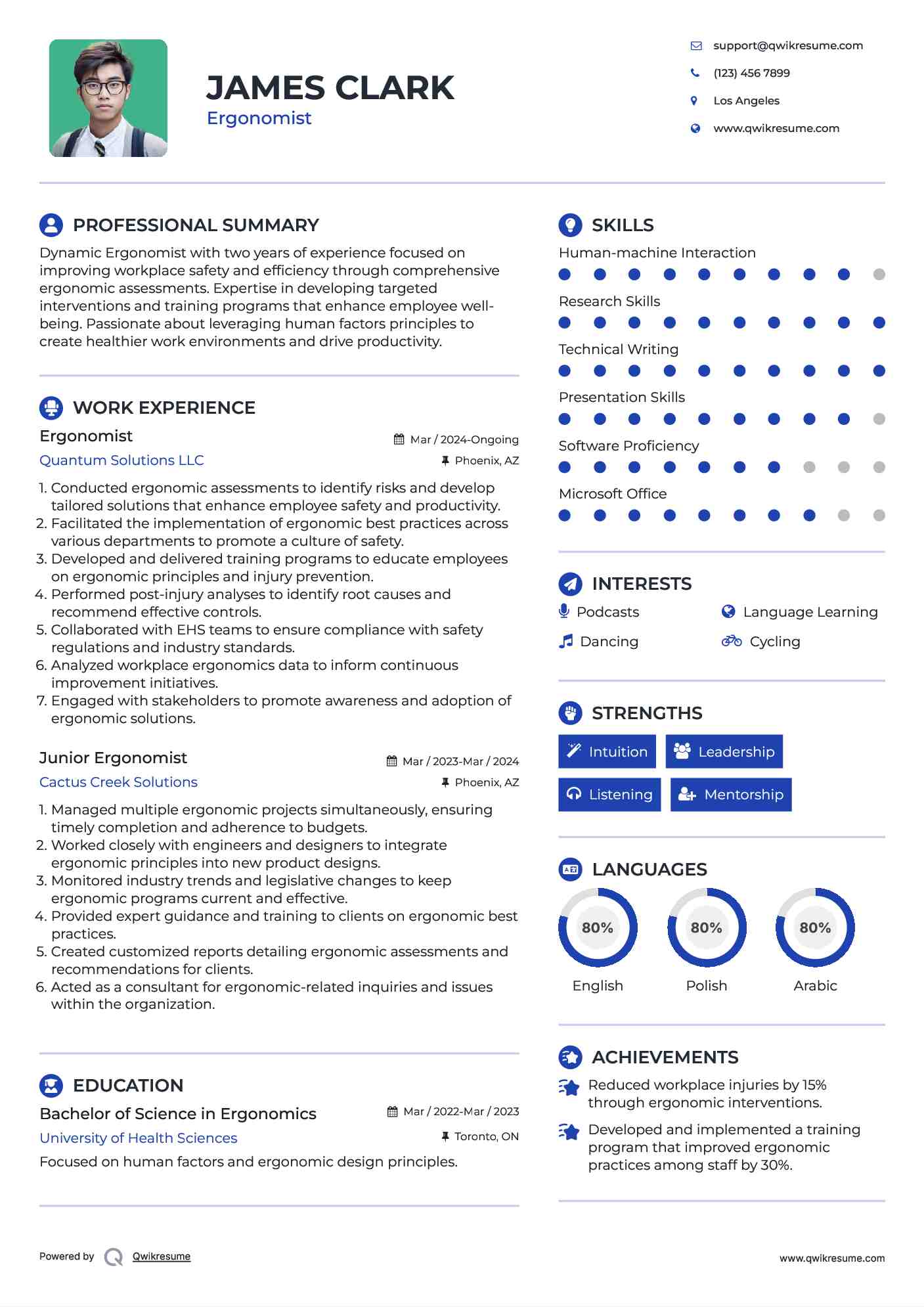 Ergonomist Resume Example