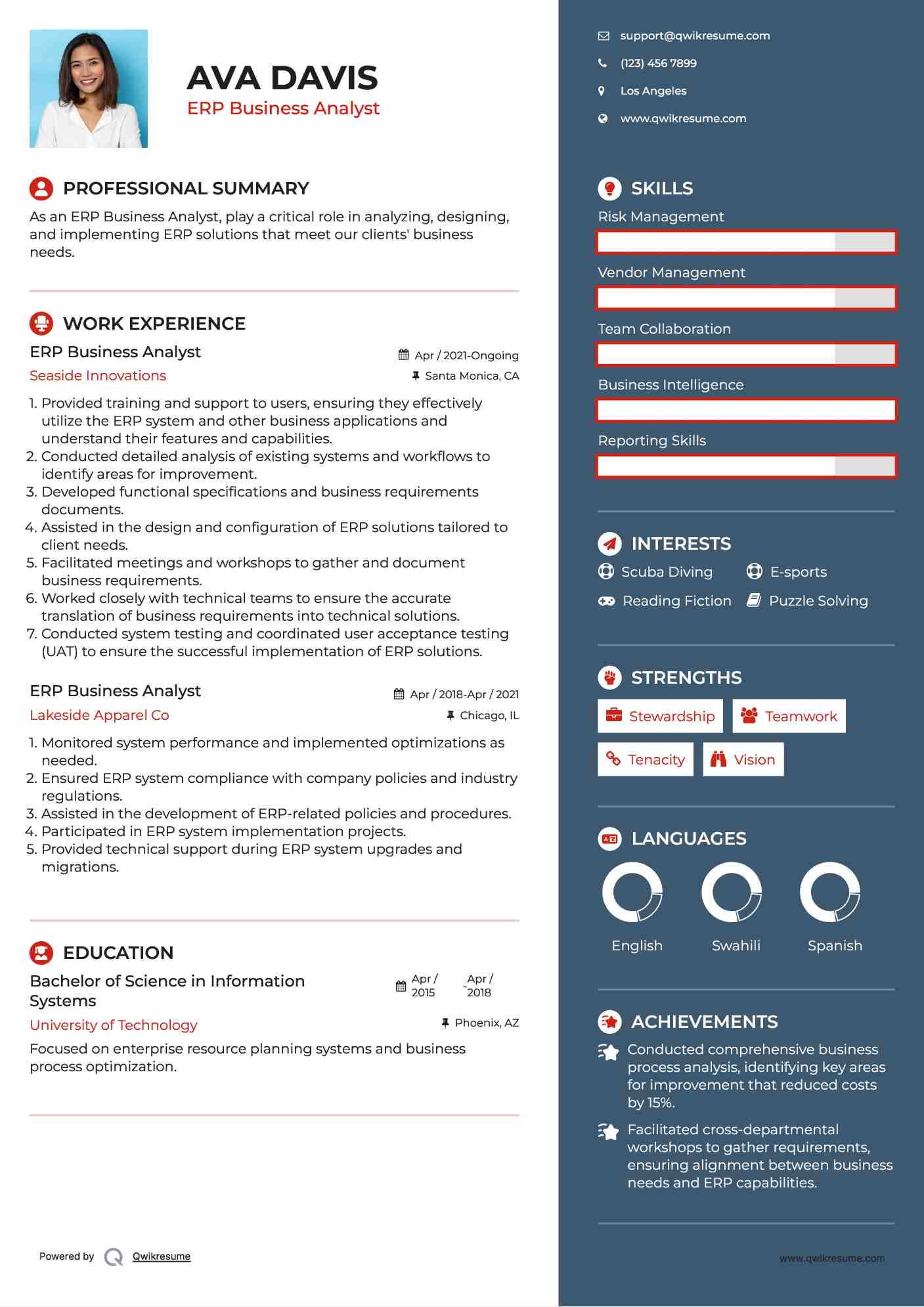 ERP Business Analyst Resume Format