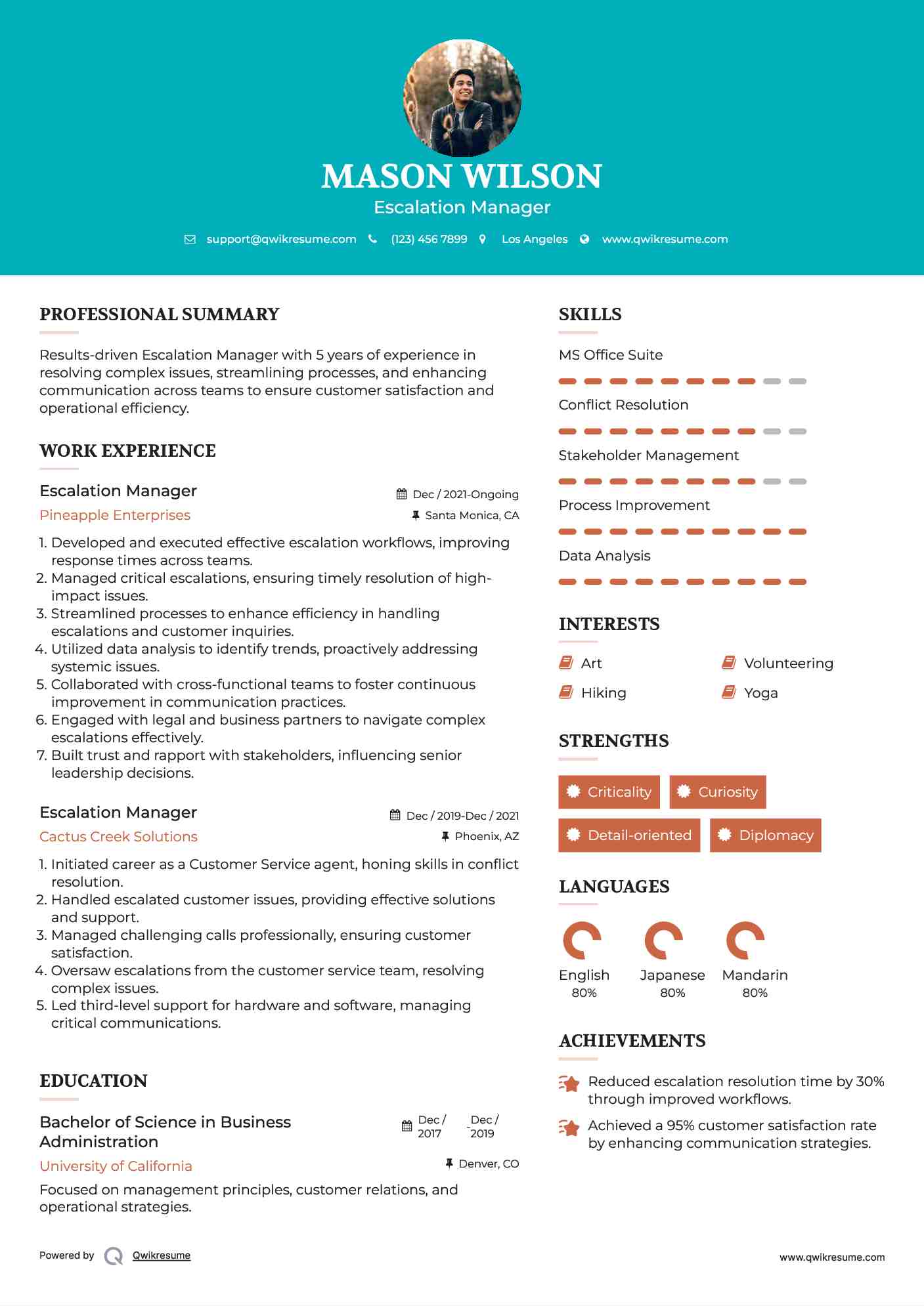 escalation-manager-resume-samples-qwikresume