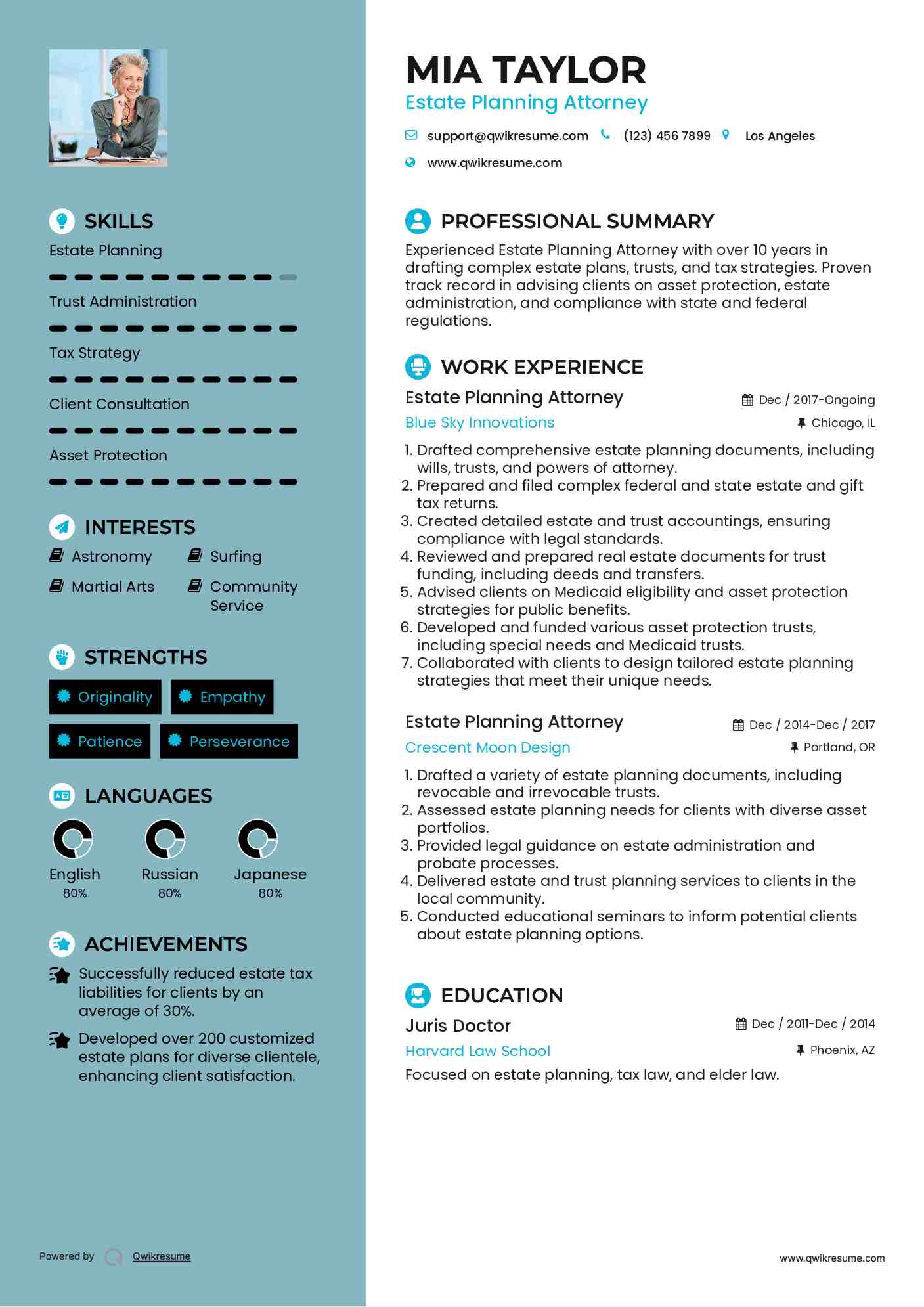 Estate Planning Attorney Resume Format