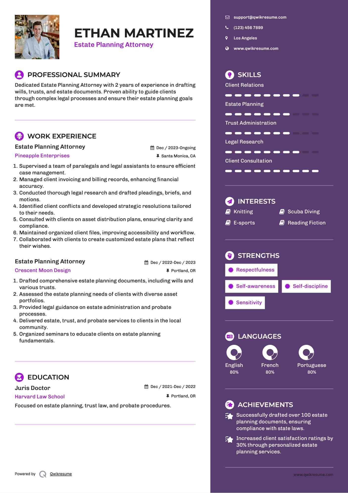 Estate Planning Attorney Resume Example