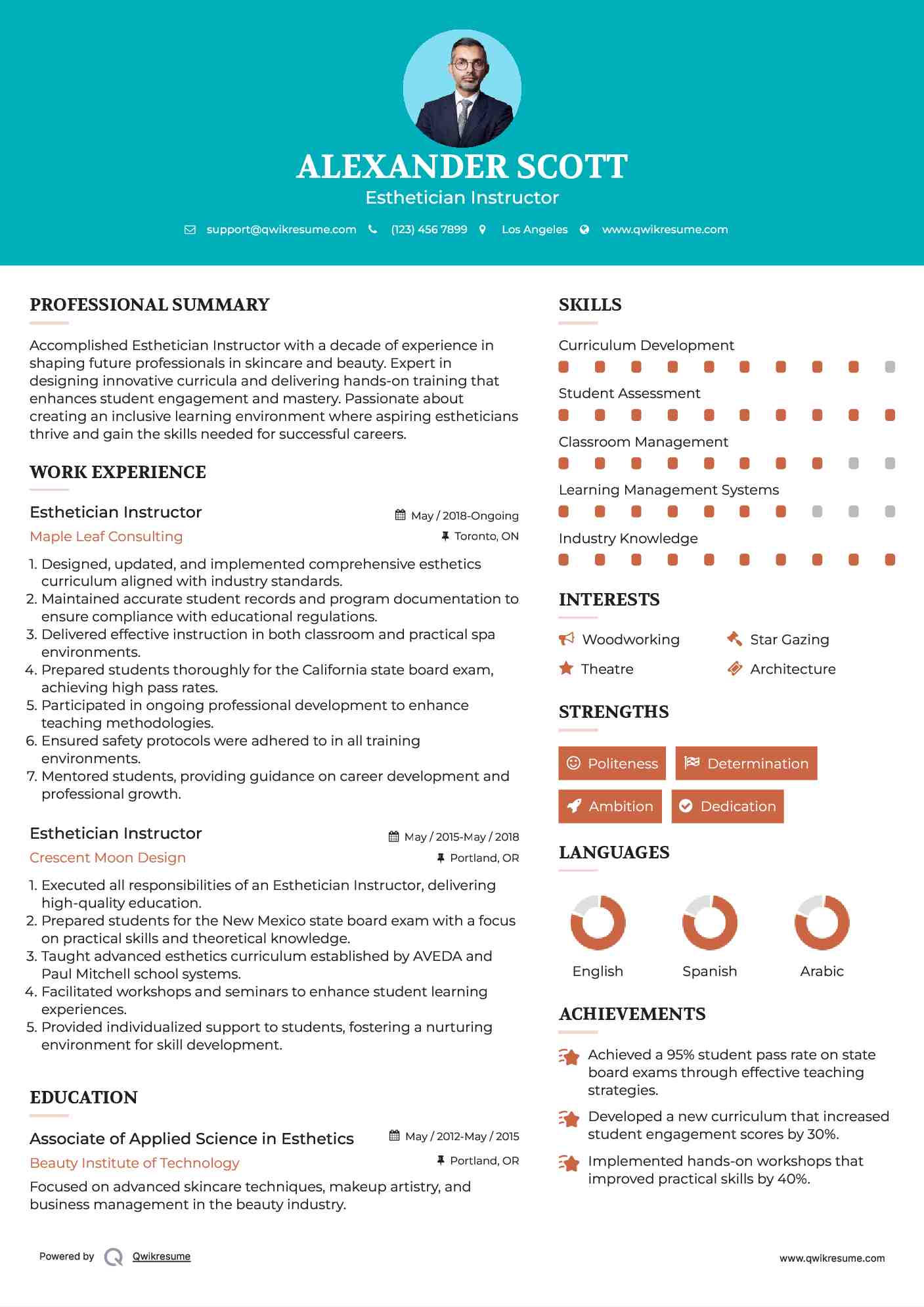 Esthetician Instructor Resume Format