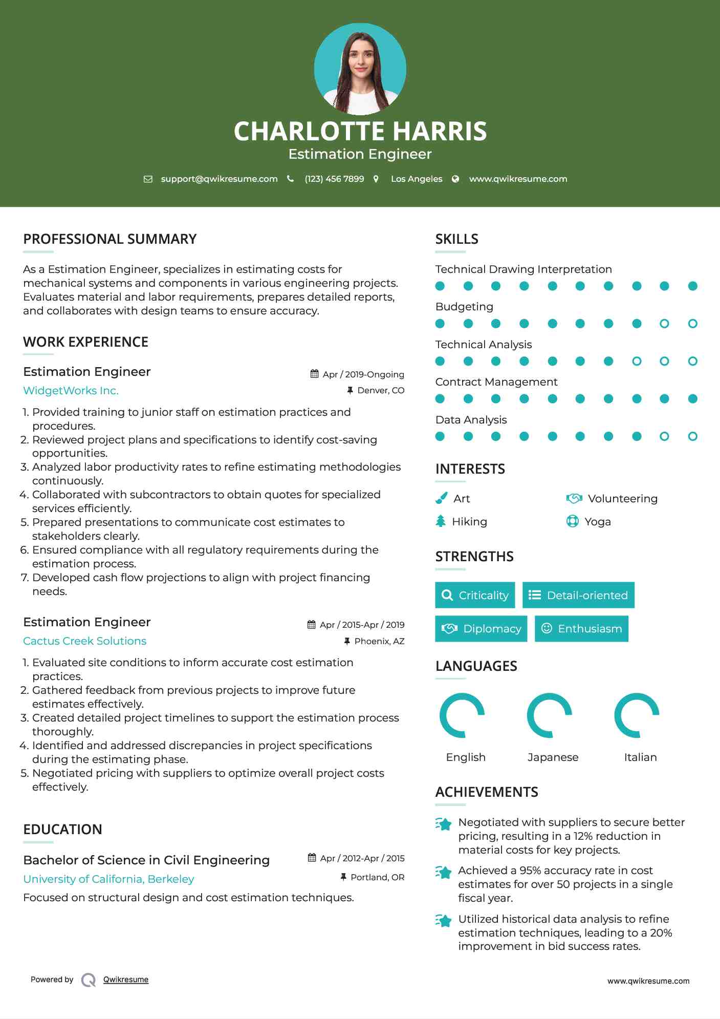 Estimation Engineer Resume Format