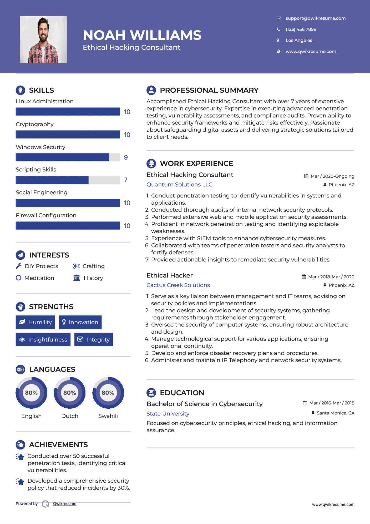 Ethical Hacking Consultant Resume Format