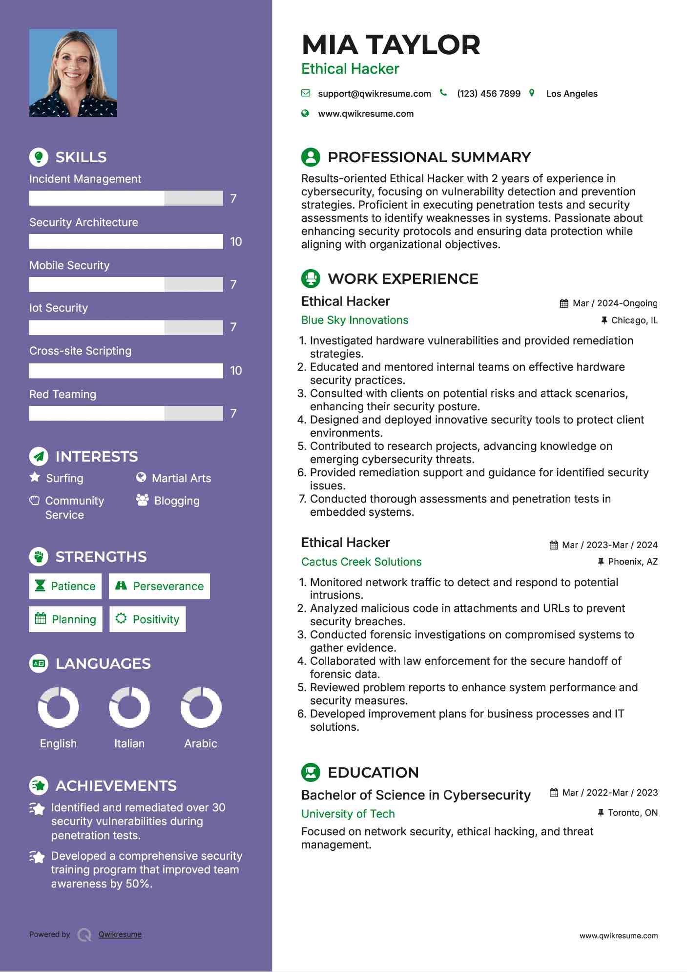 Ethical Hacker Resume Format