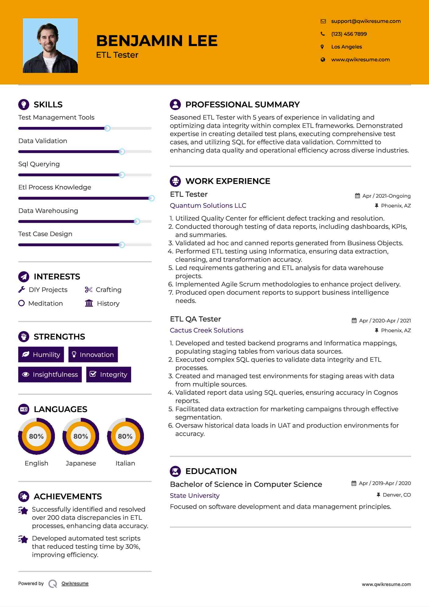 ETL Tester Resume Sample