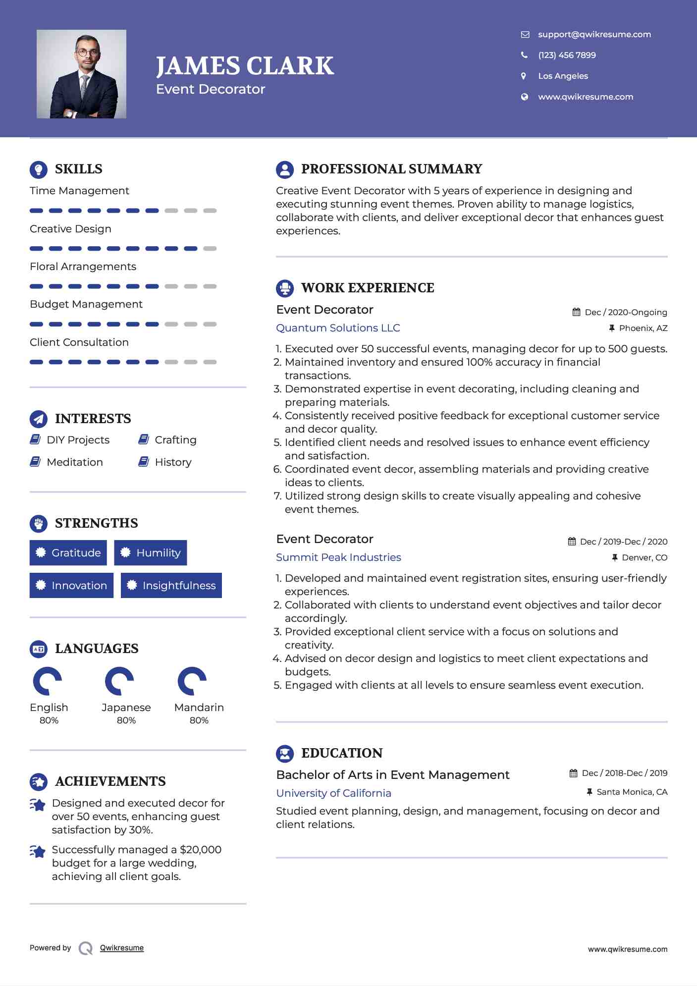 Event Decorator Resume Format