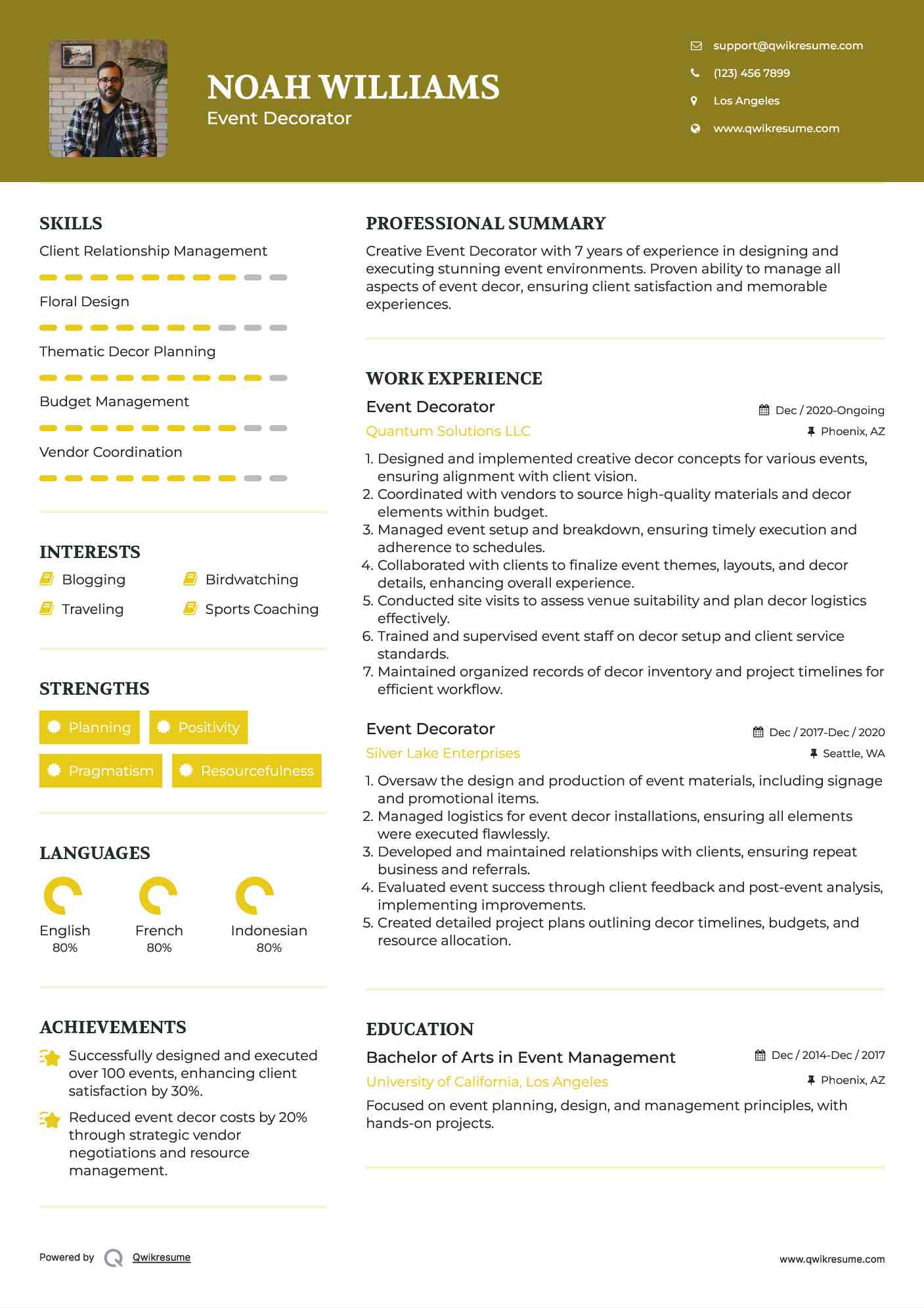 Event Decorator Resume Format