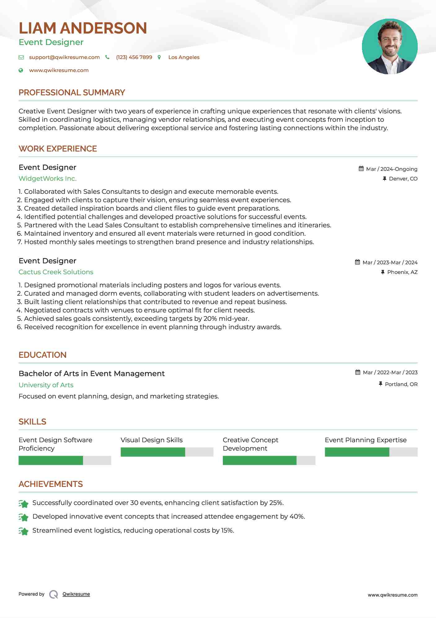 Event Designer Resume Template