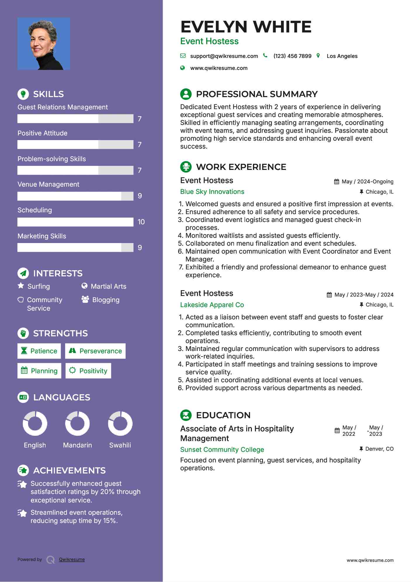 Event Hostess Resume Format