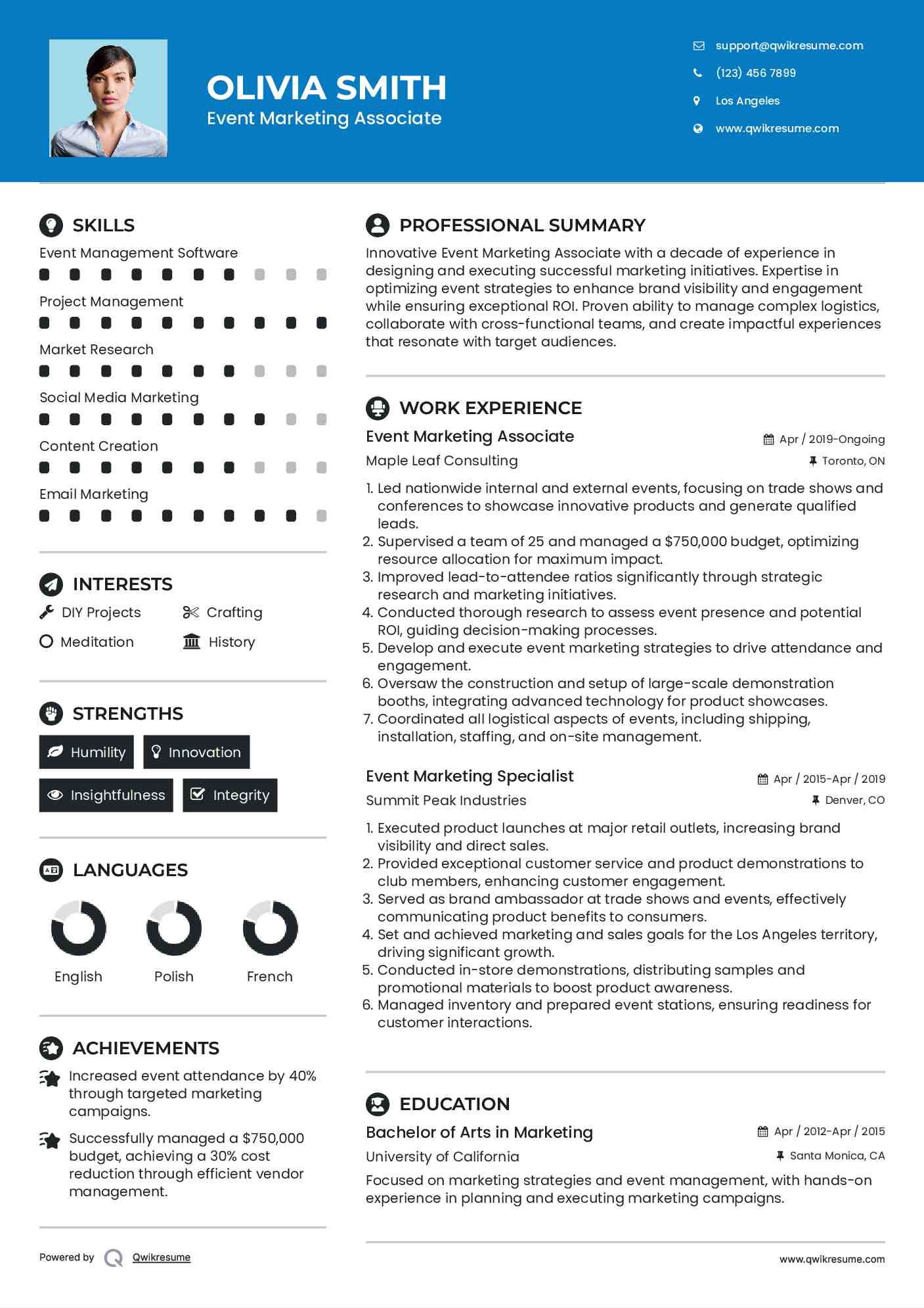 Event Marketing Associate Resume Template