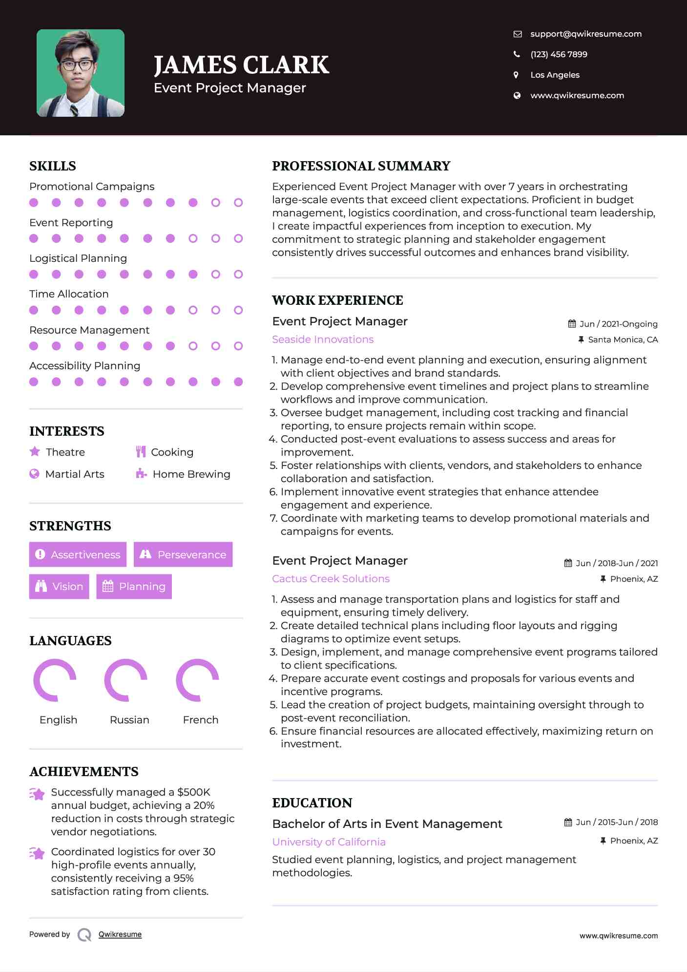 Event Project Manager Resume Format