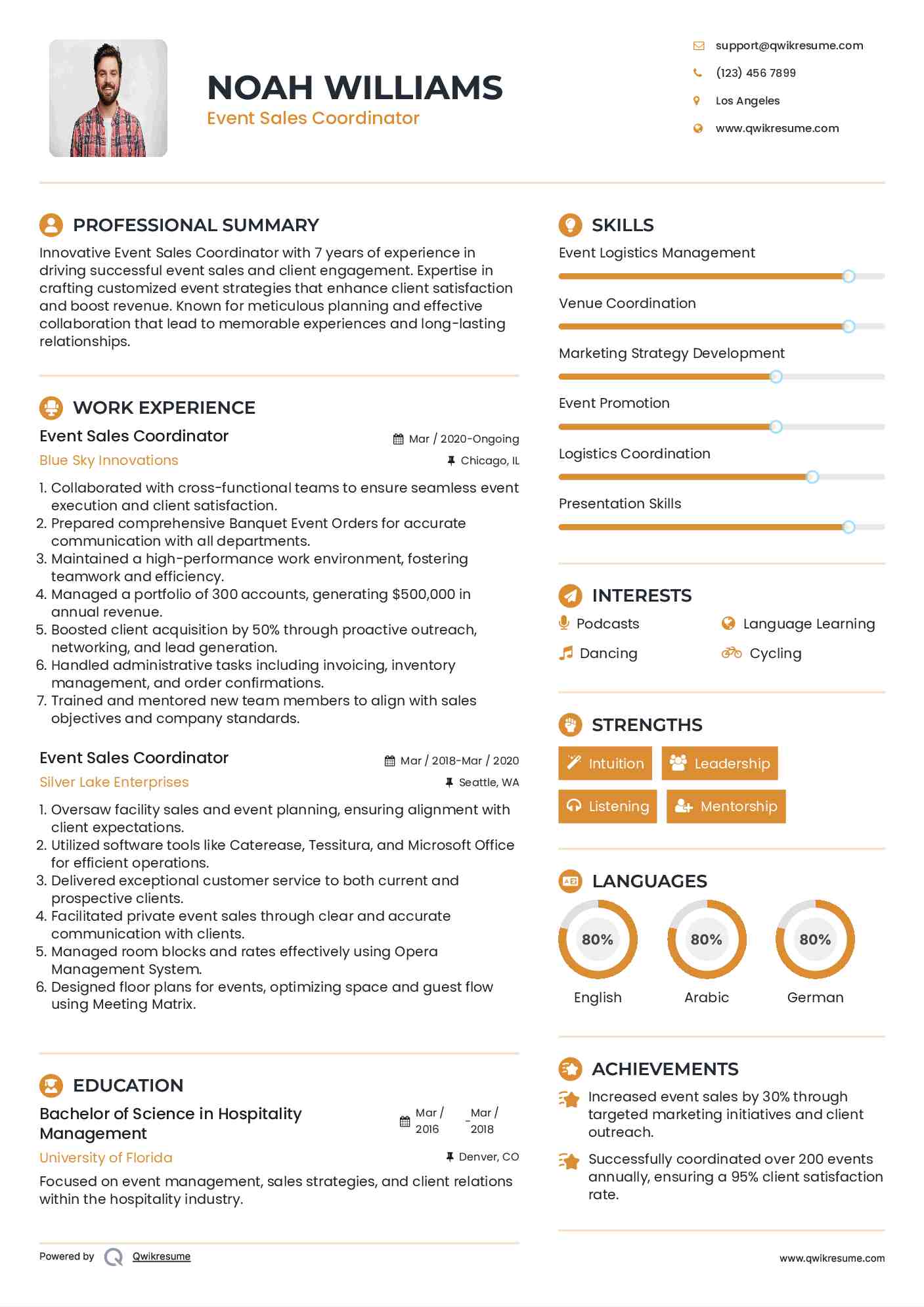 Event Sales Coordinator Resume Template