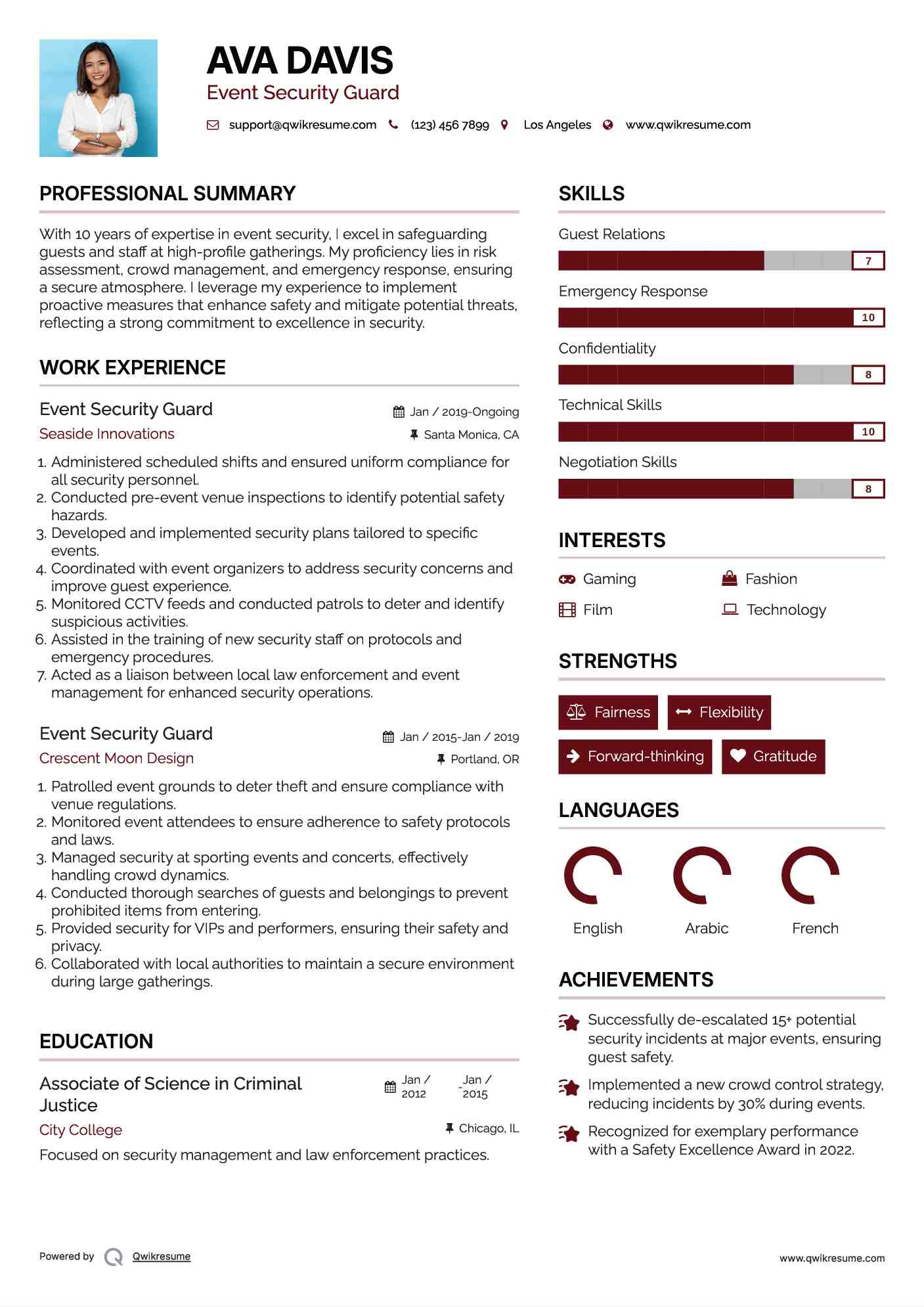 Event Security Guard Resume Samples QwikResume