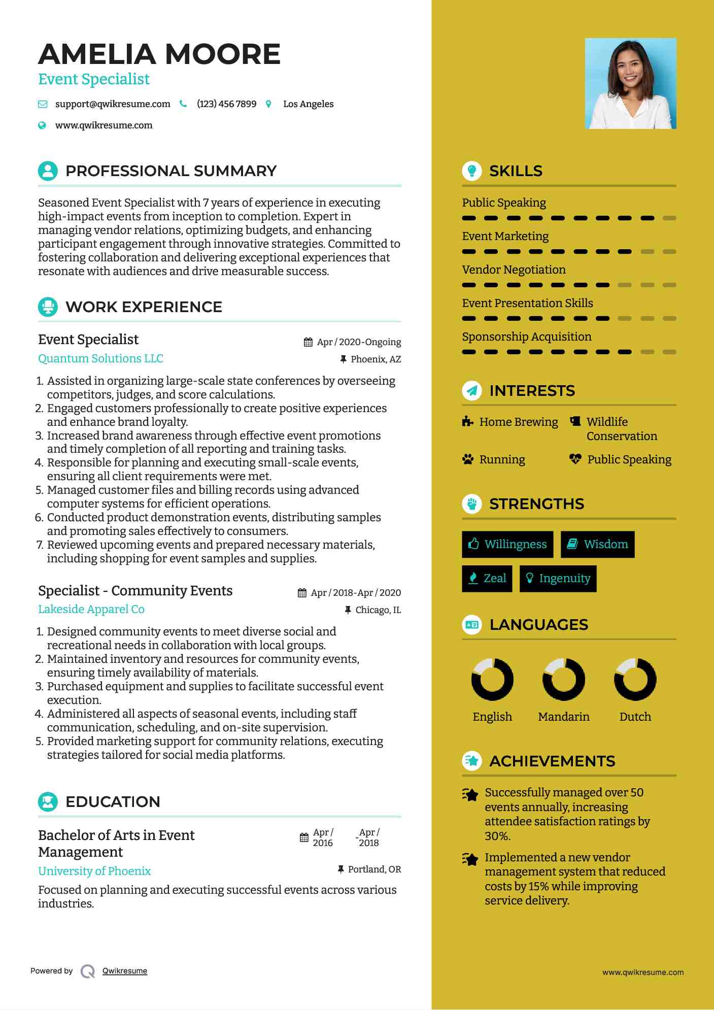 Event Specialist Resume HelenCasavant Blog