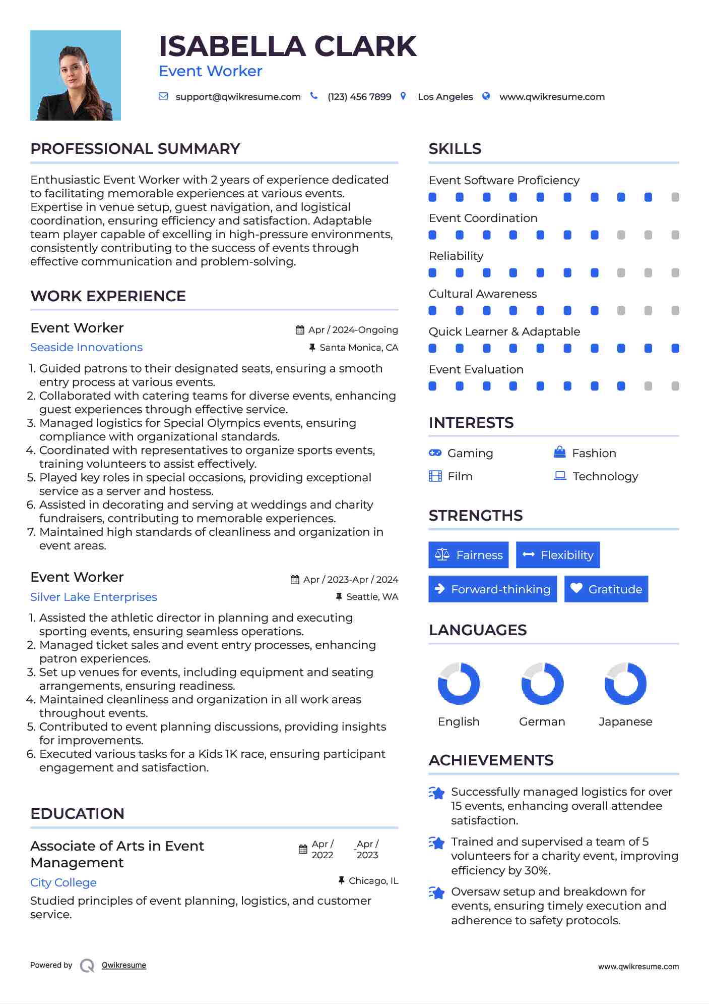 Event Worker Resume Template