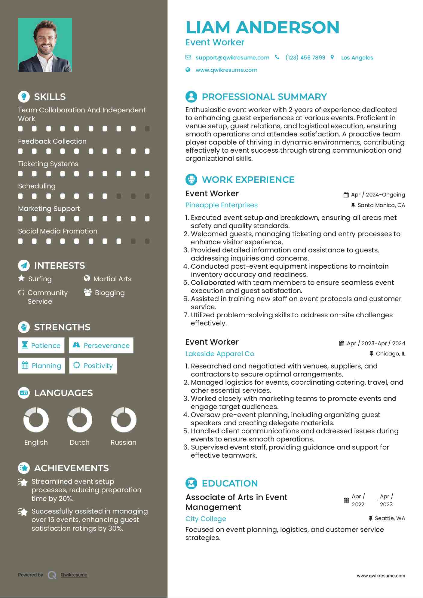 Event Worker Resume Template