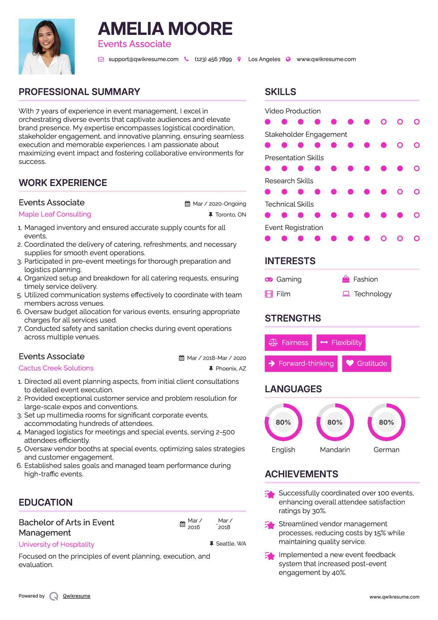 Events Associate Resume Template
