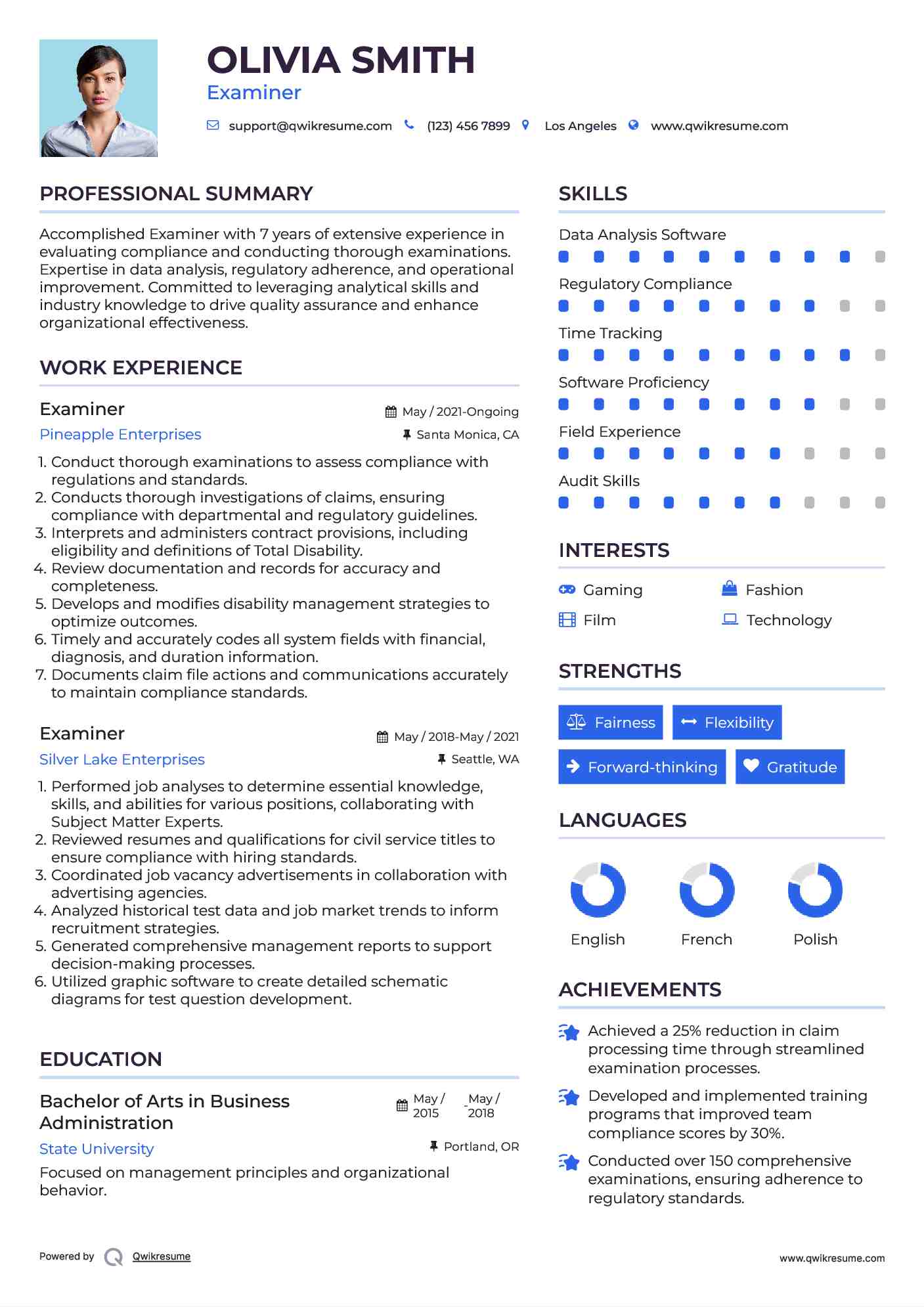 Examiner Resume Format