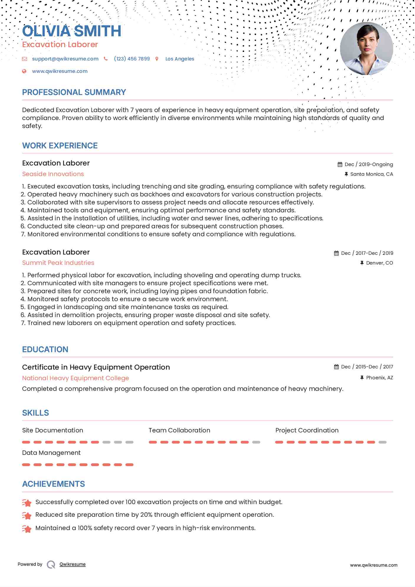 Excavation Laborer Resume Format