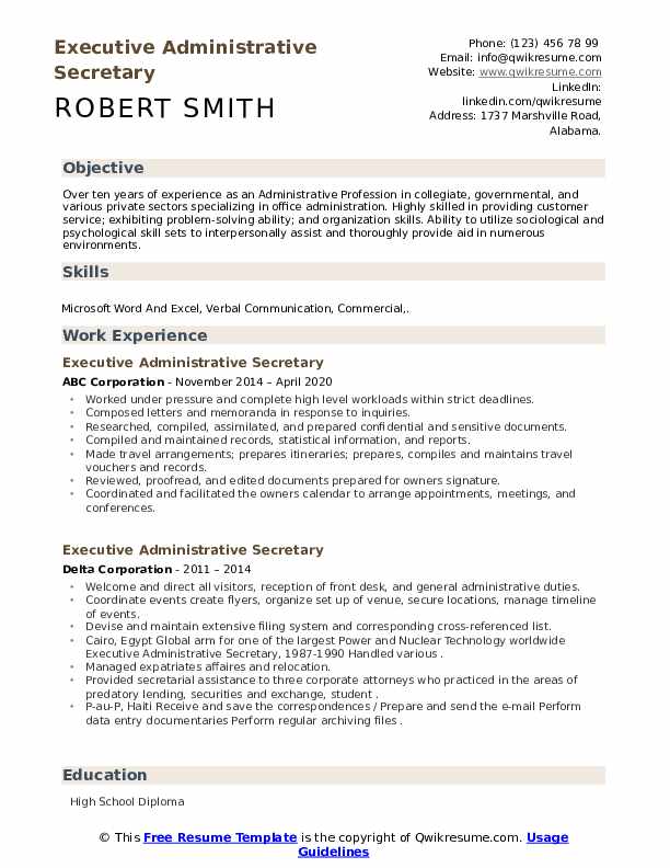 Executive Administrative Secretary - Executive Administrative Secretary 1623214970 Pdf