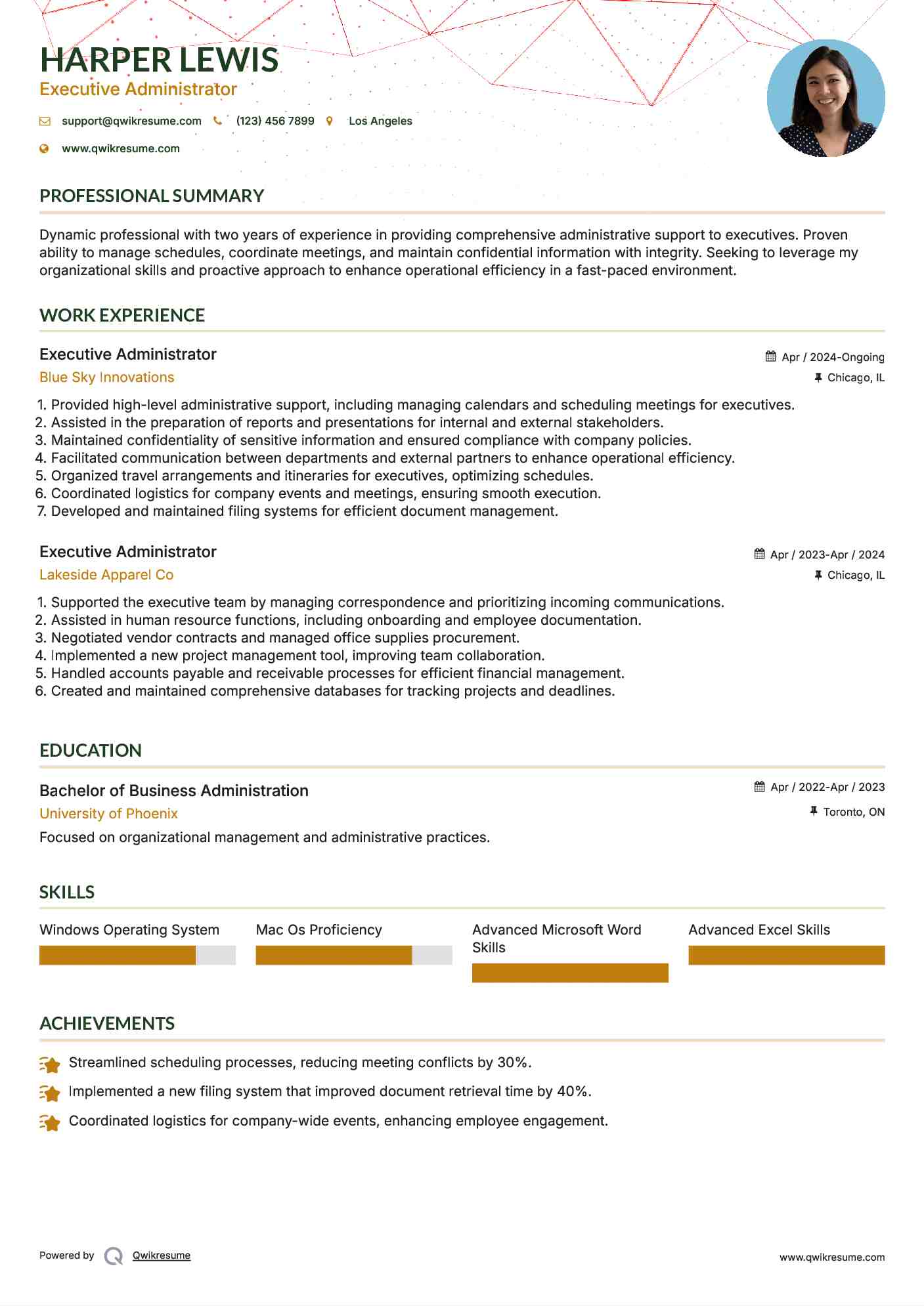 Executive Administrator Resume Model