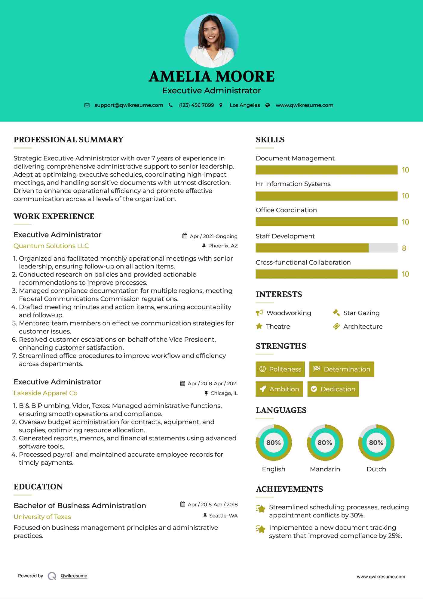 Executive Administrator Resume Template