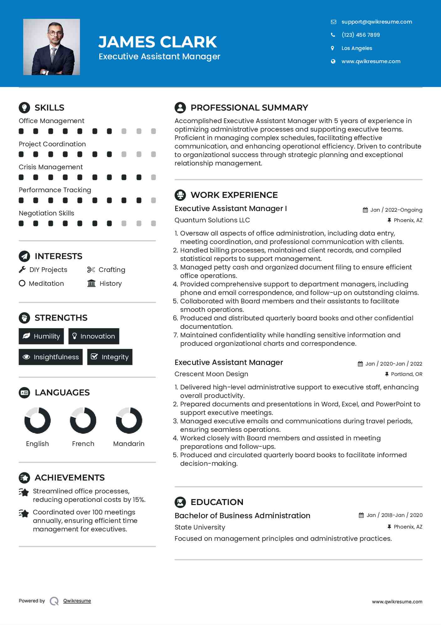 Executive Assistant Manager I Resume Model