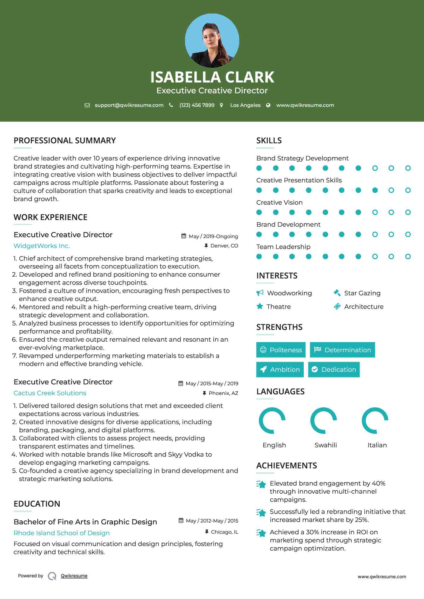 Executive Creative Director Resume Example