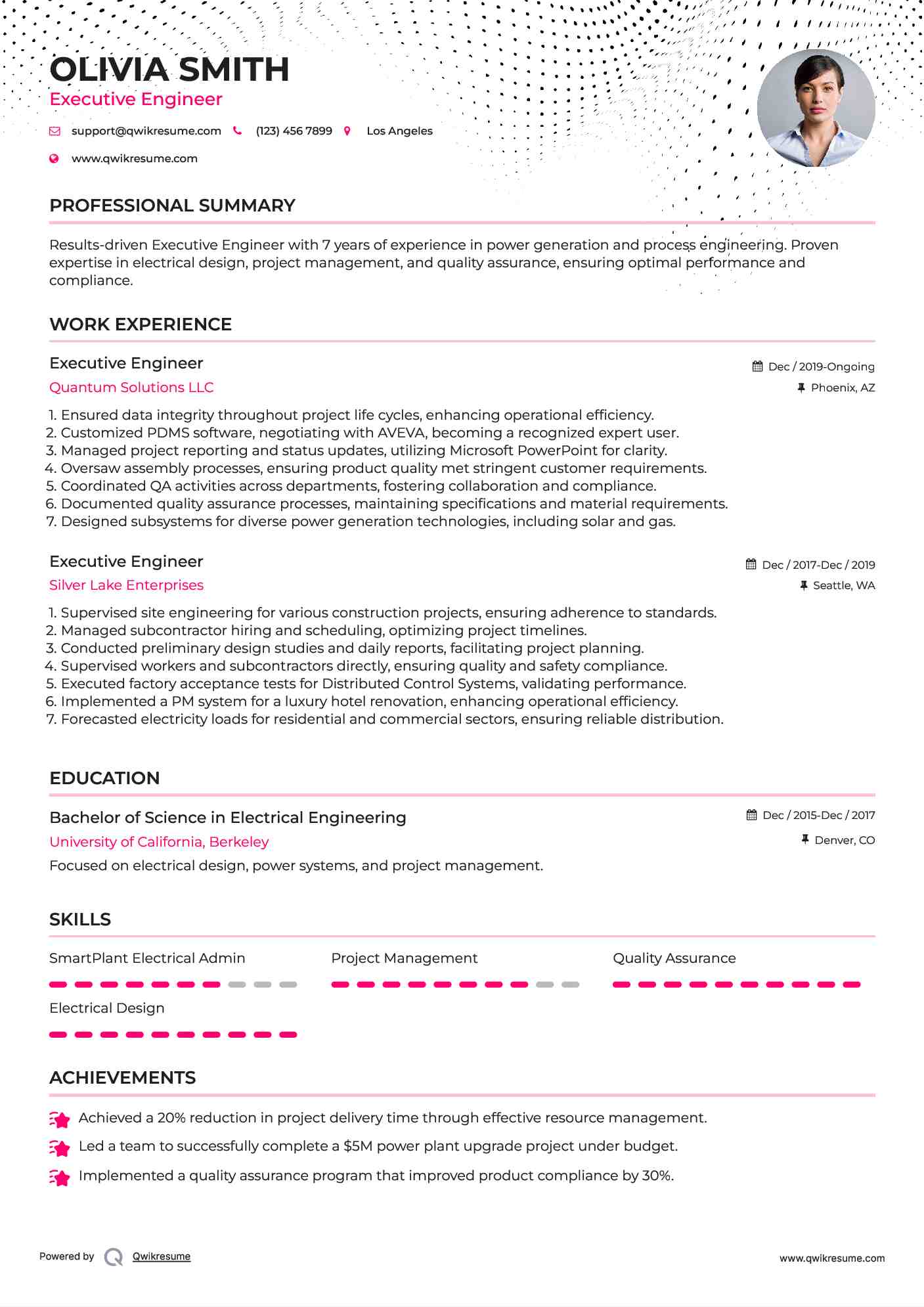 Executive Engineer Resume Model