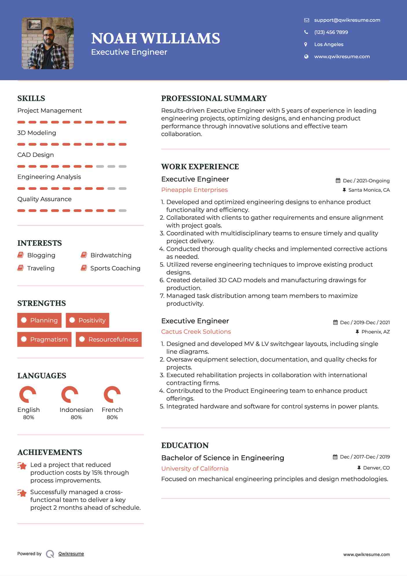 Executive Engineer Resume Format