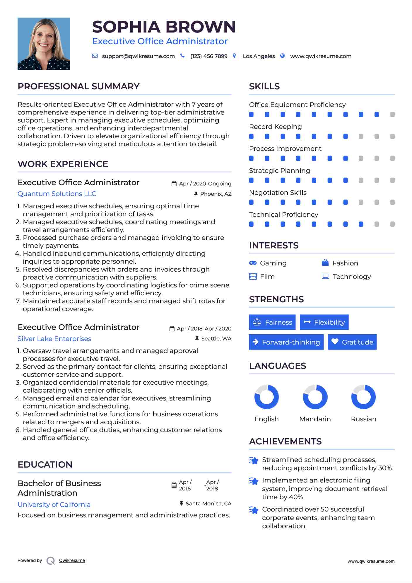 Executive Office Administrator Resume Format