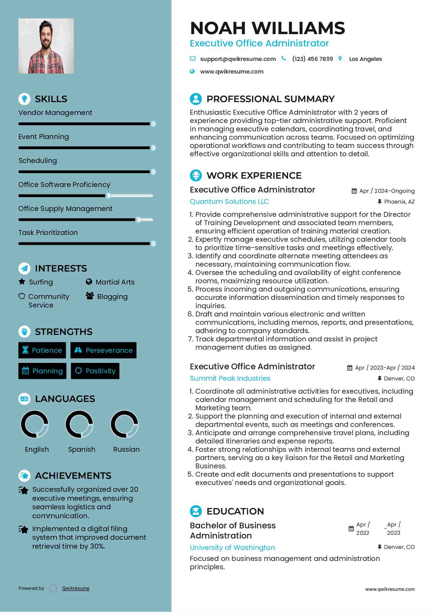 Executive Office Administrator Resume Example