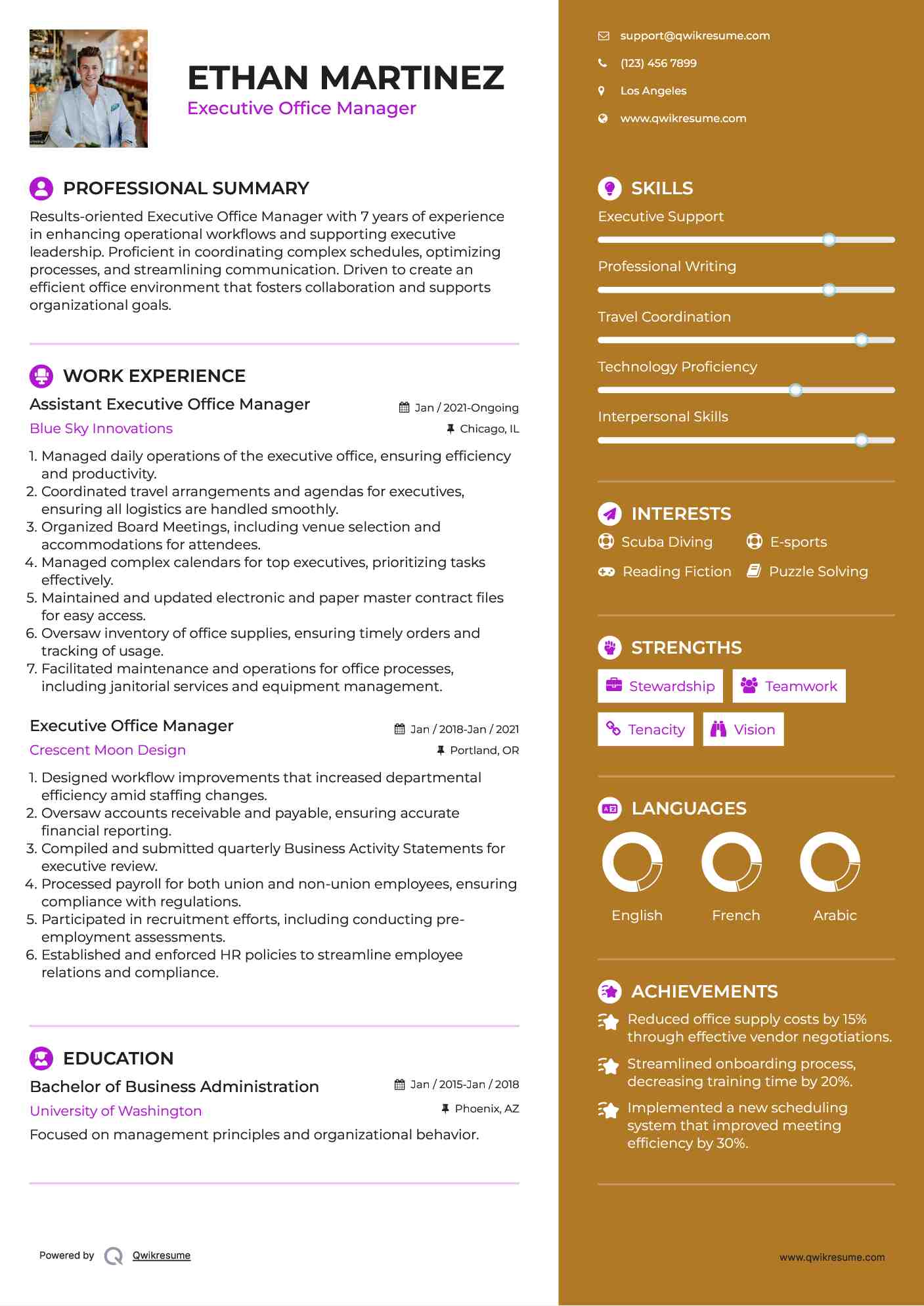 Assistant Executive Office Manager Resume Format