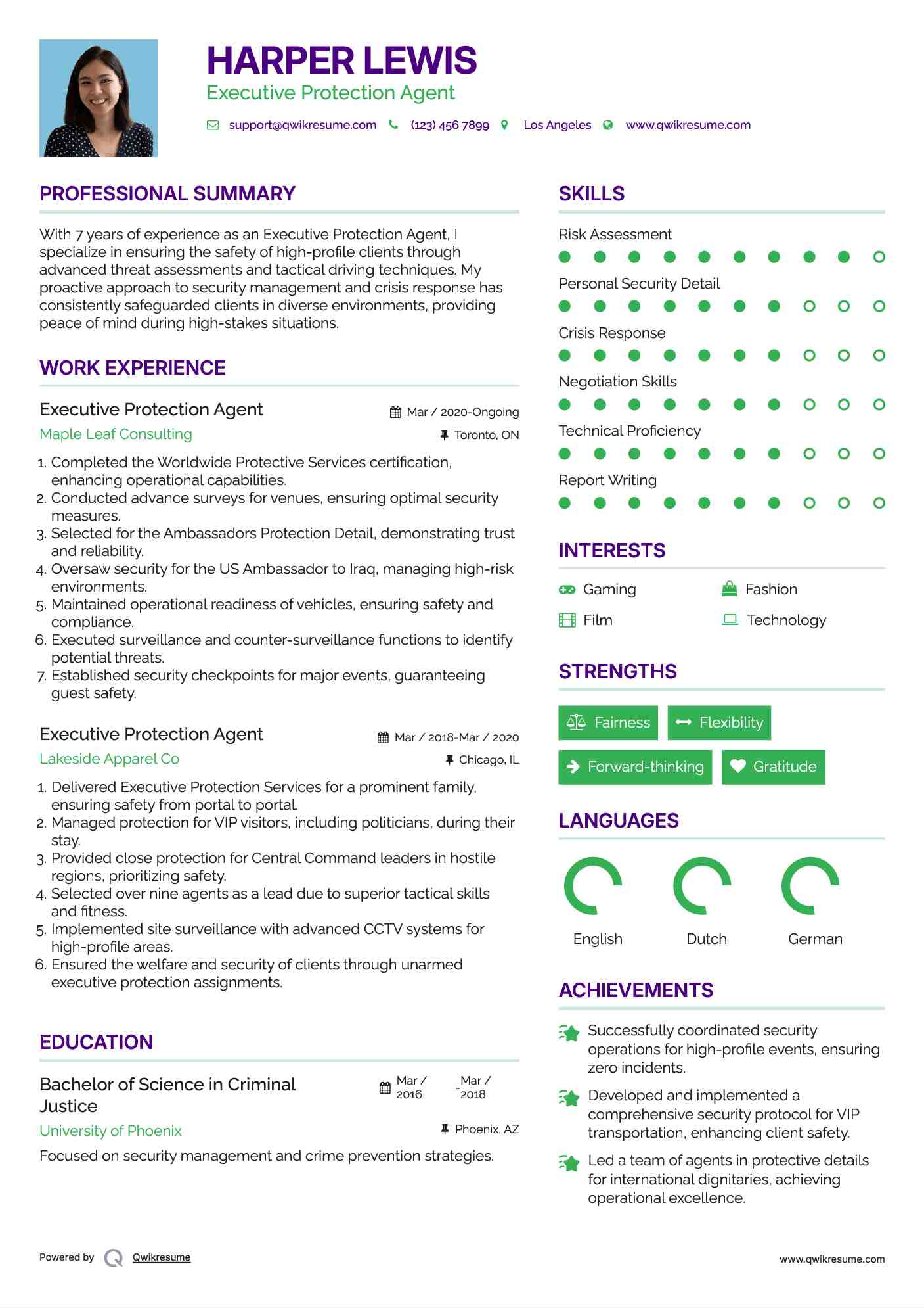 Executive Protection Agent Resume Samples QwikResume