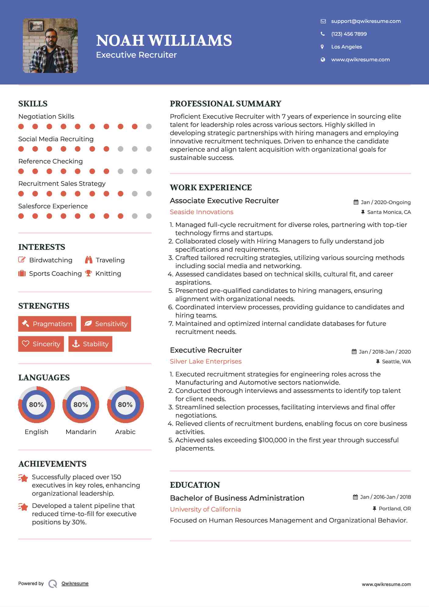 Associate Executive Recruiter Resume Sample