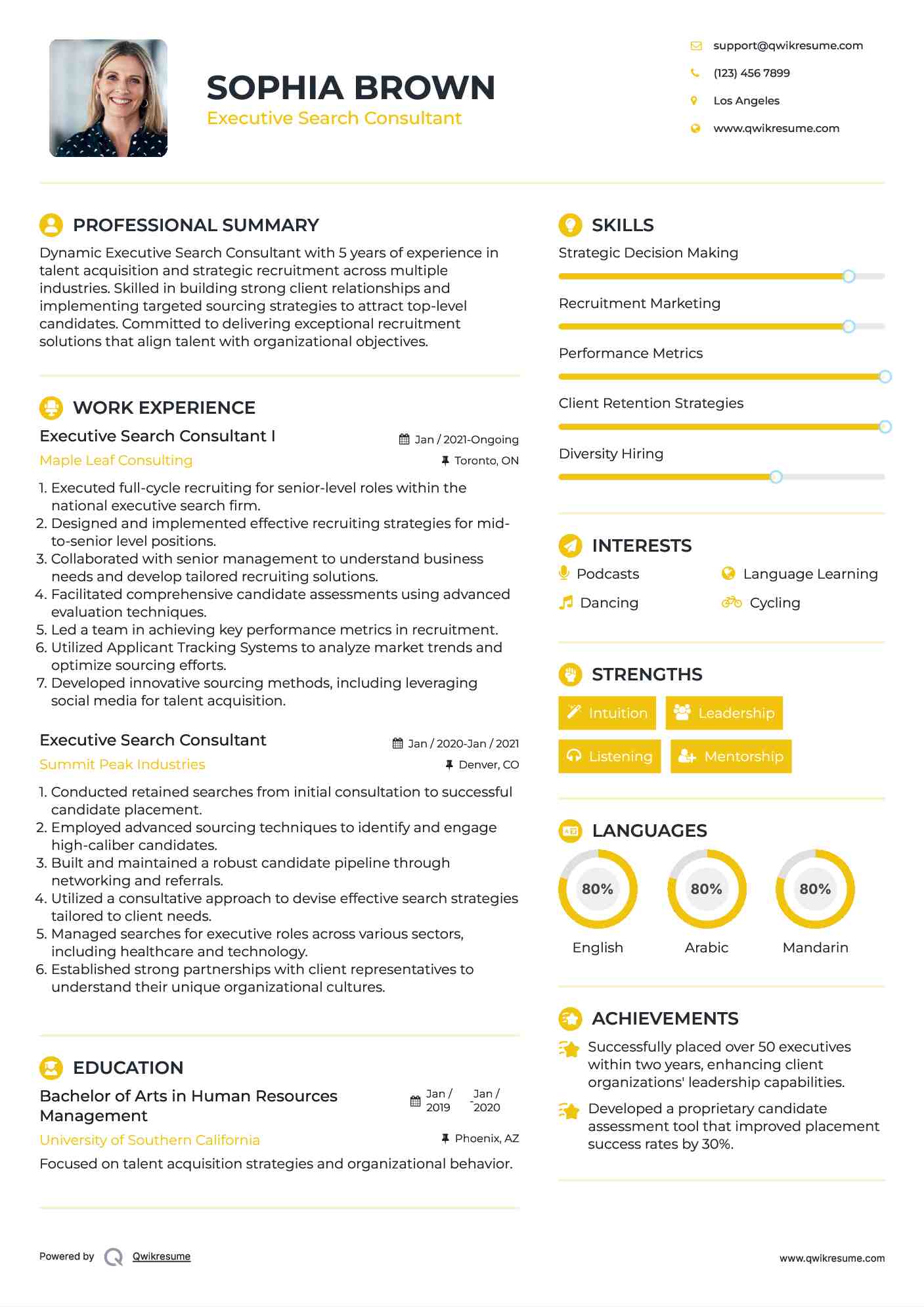 Executive Search Consultant I Resume Example