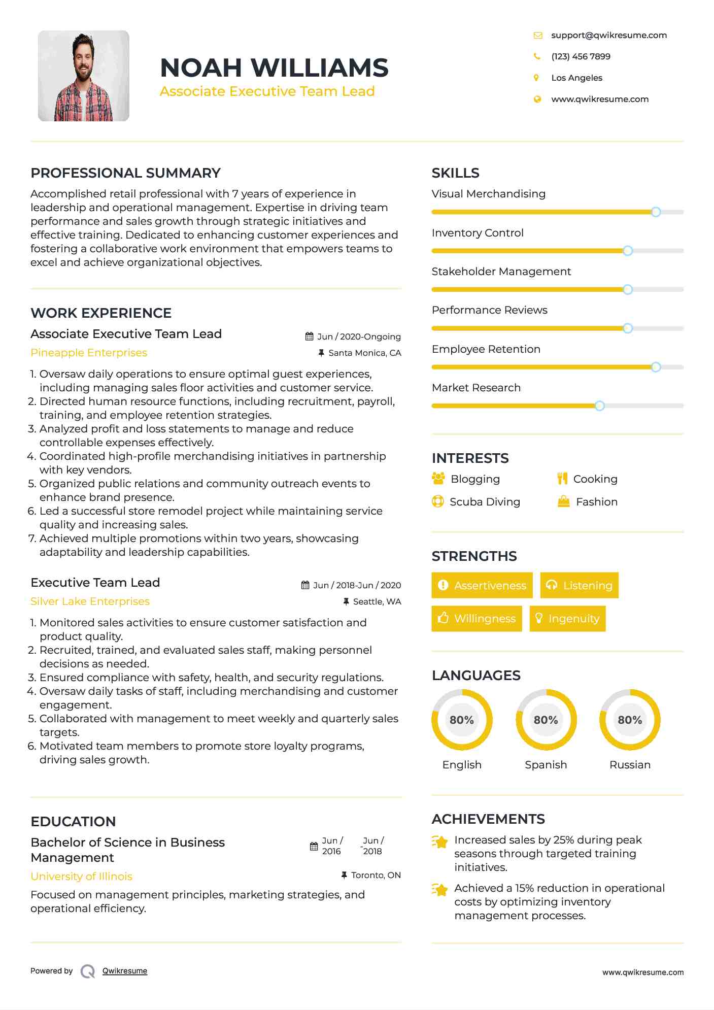 Associate Executive Team Lead Resume Example