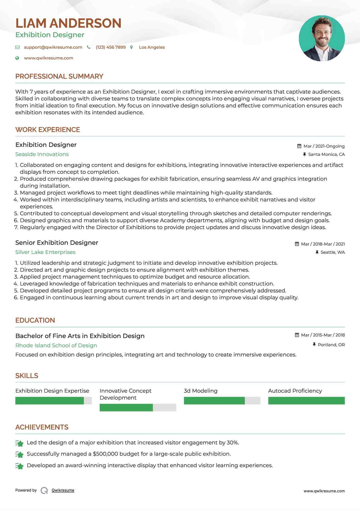Exhibition Designer Resume Model