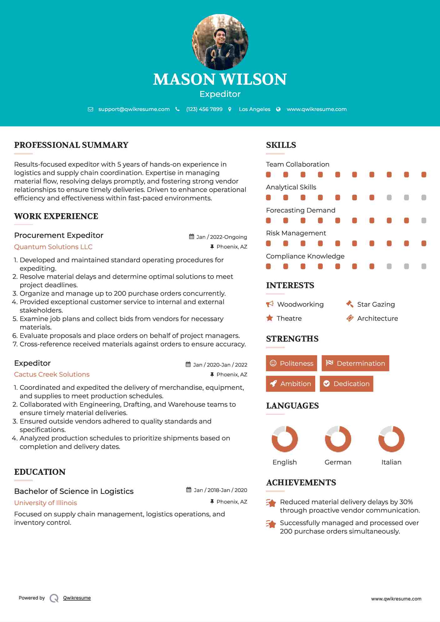 Procurement Expeditor Resume Template