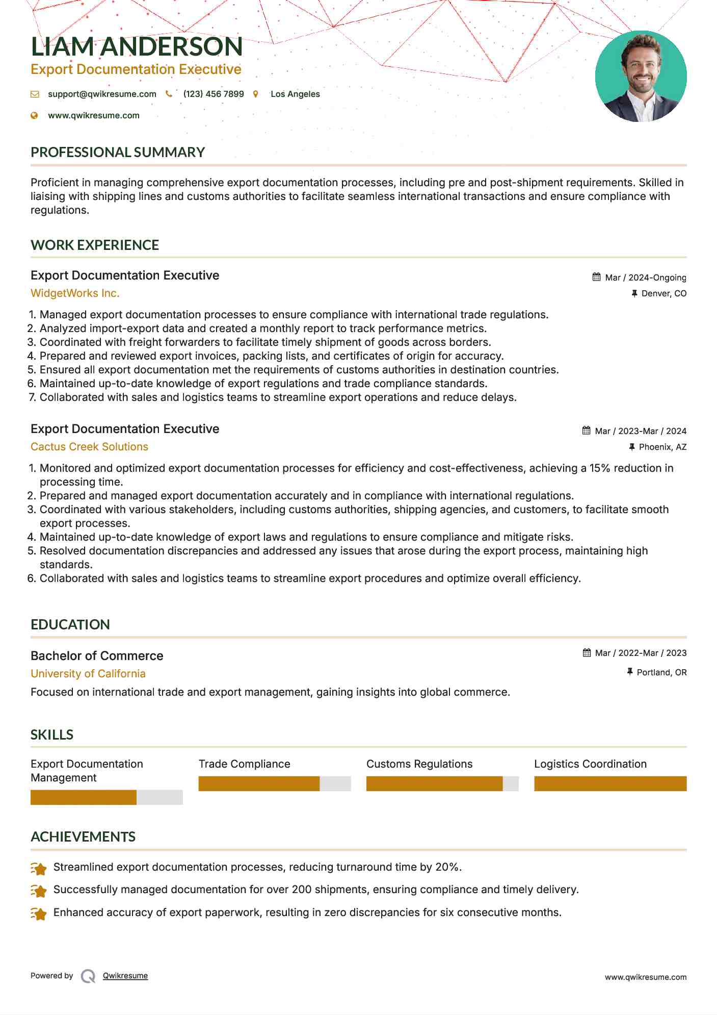 Export Documentation Executive Resume Format