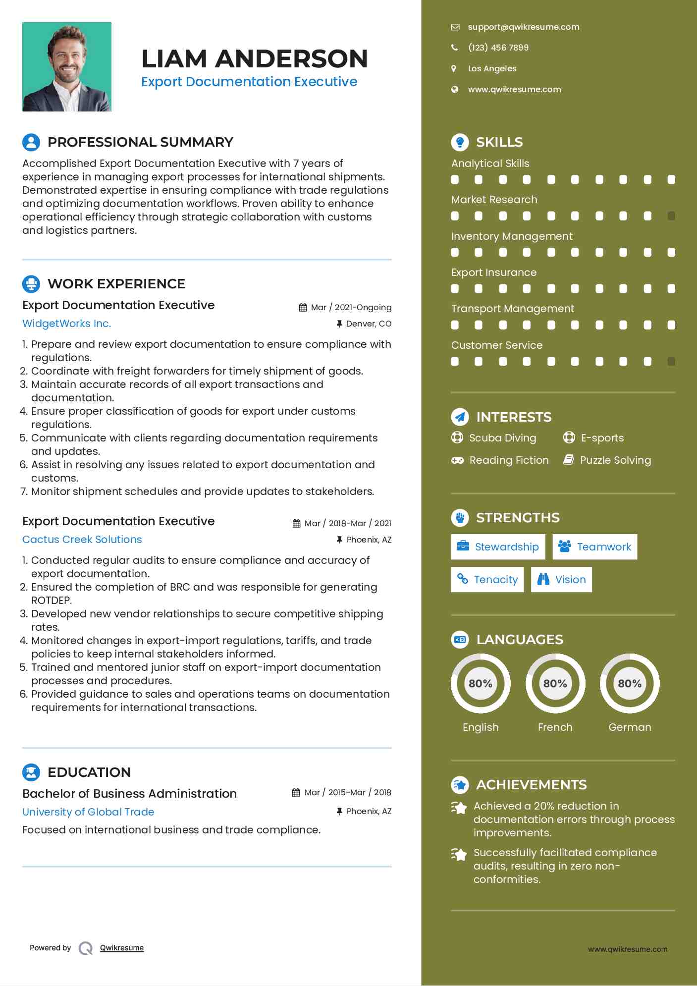 Export Documentation Executive Resume Sample