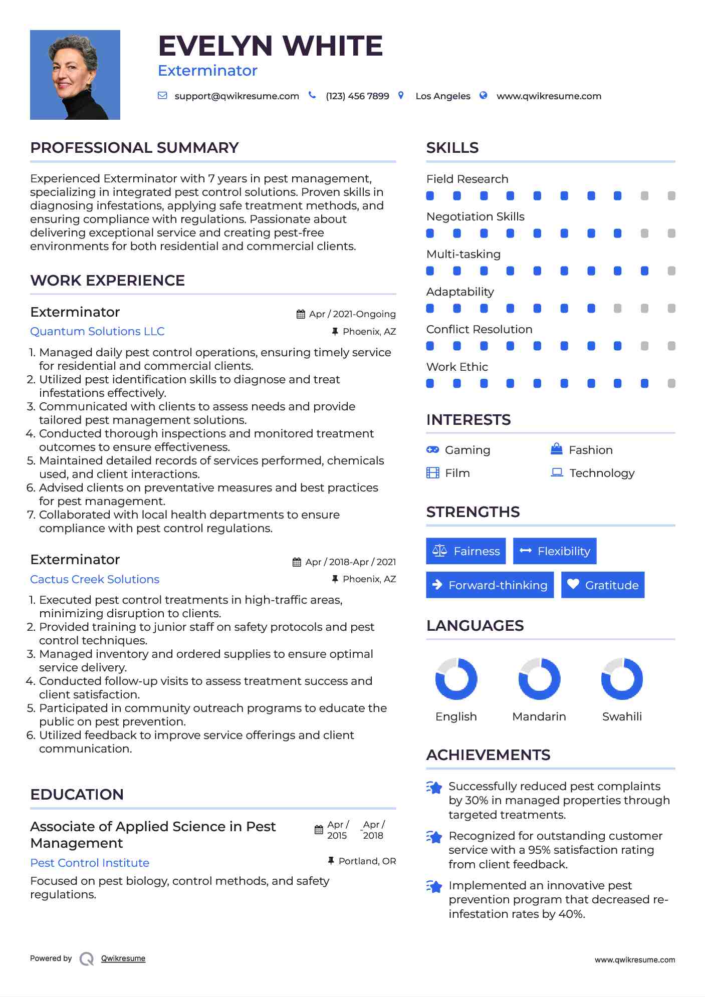 Exterminator Resume Template
