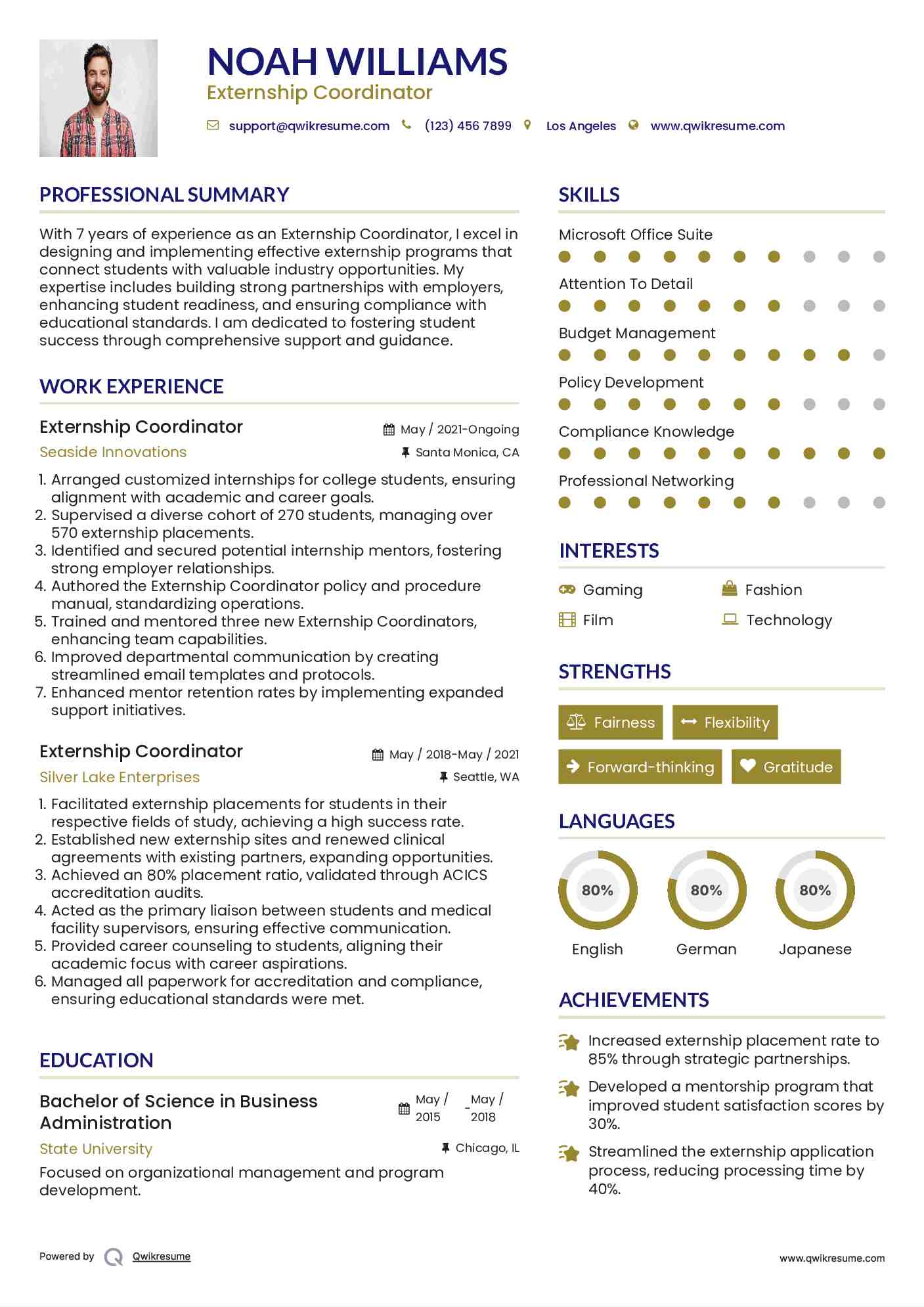 Externship Coordinator Resume Format