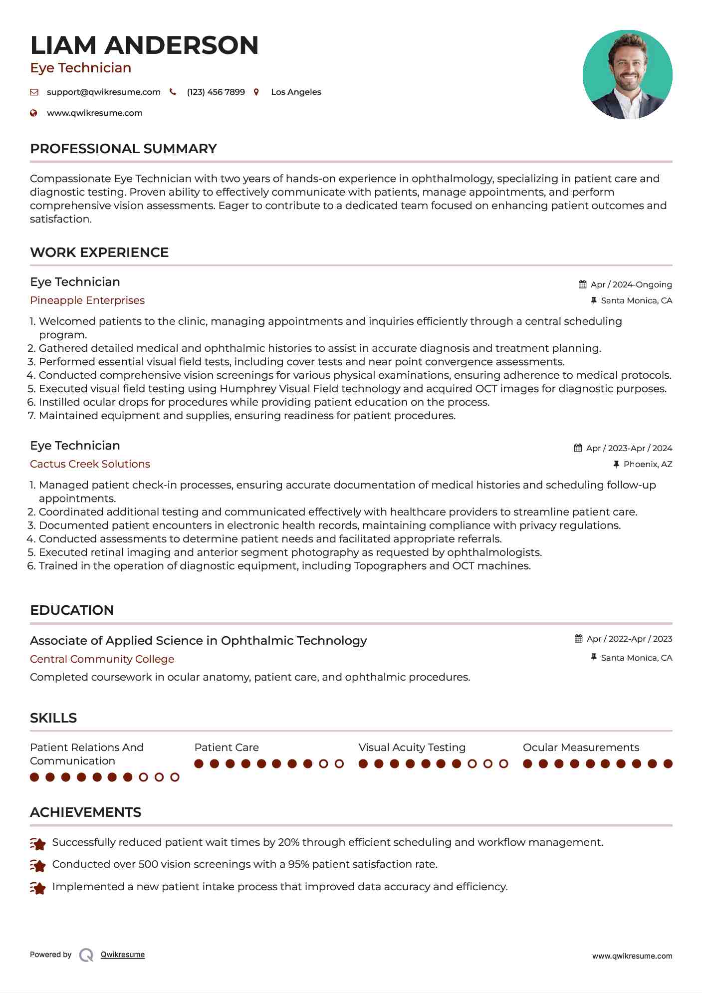 Eye Technician Resume Model