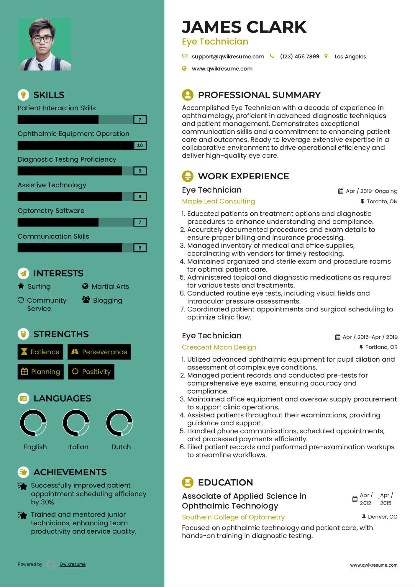 Eye Technician Resume Format