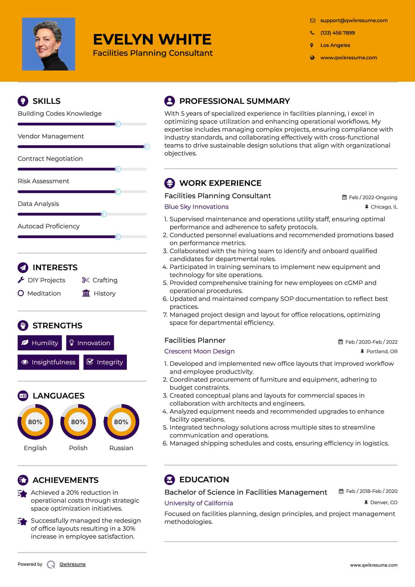 Facilities Planning Consultant Resume Format